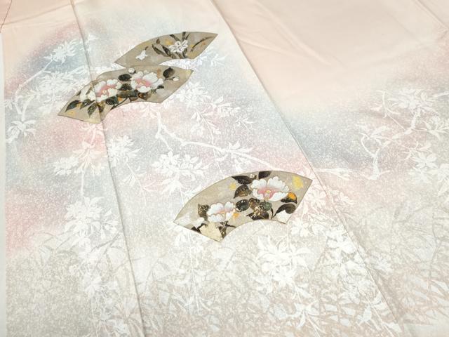 平和屋着物●訪問着　地紙草花文　暈し染め　金彩　正絹　逸品　CABI2869yc