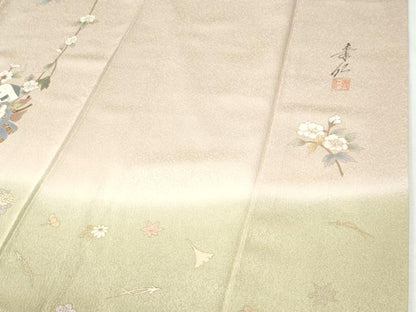 平和屋着物●友禅作家の巨匠　浅井青仁　訪問着　童子花文　暈し染め　正絹　逸品　CABI2870yc