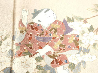 平和屋着物●友禅作家の巨匠　浅井青仁　訪問着　童子花文　暈し染め　正絹　逸品　CABI2870yc