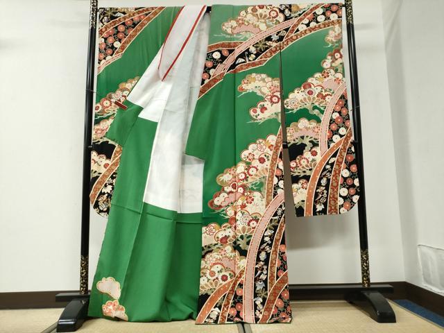 平和屋着物●豪華振袖　宝尽くし松花唐草文　暈し染め　金彩　正絹　逸品　未使用　CABI2874yc