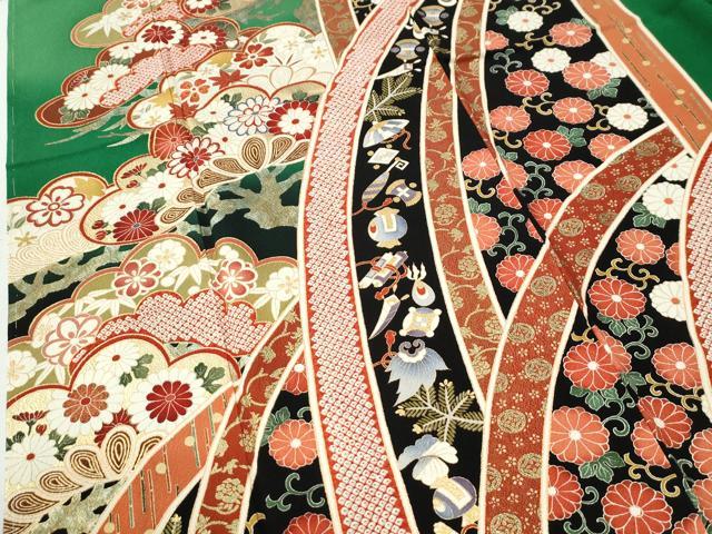 平和屋着物●豪華振袖　宝尽くし松花唐草文　暈し染め　金彩　正絹　逸品　未使用　CABI2874yc