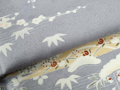 平和屋着物●訪問着　駒刺繍　霞松竹梅花文　金彩　健勝苑扱い　正絹　逸品　CABI2875yc