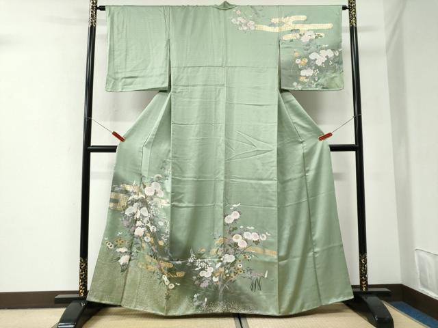 平和屋着物●訪問着　エ霞菊花文　暈し染め　金彩　正絹　逸品　CABI2876yc