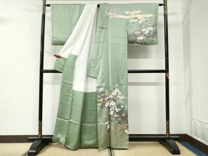 平和屋着物●訪問着　エ霞菊花文　暈し染め　金彩　正絹　逸品　CABI2876yc