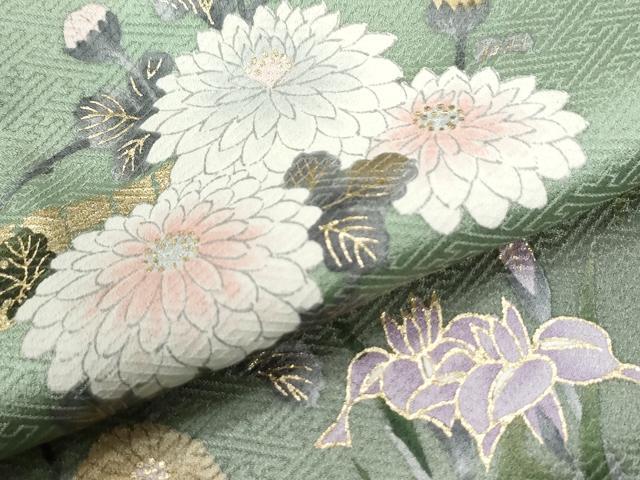 平和屋着物●訪問着　エ霞菊花文　暈し染め　金彩　正絹　逸品　CABI2876yc