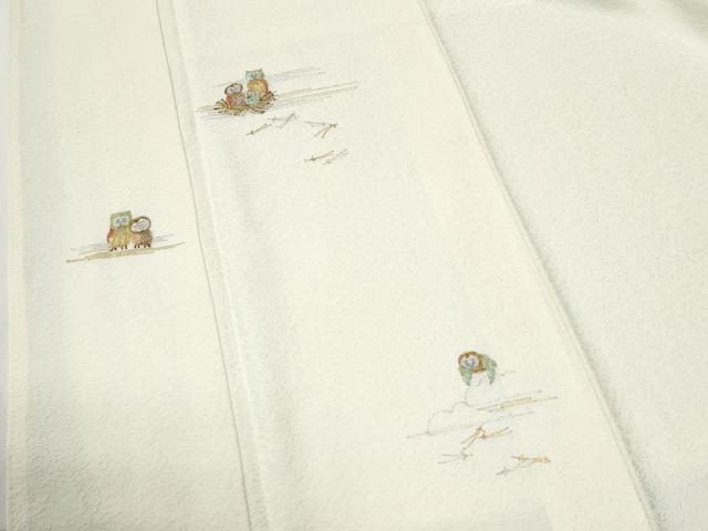平和屋着物●訪問着　駒刺繍　ミミズク　溢れ松葉　金糸　正絹　逸品　CABI2880yc