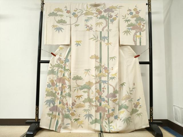 平和屋着物●訪問着　友禅　作家物　松竹梅　正絹　逸品　CABI2881yc