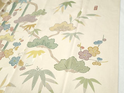 平和屋着物●訪問着　友禅　作家物　松竹梅　正絹　逸品　CABI2881yc