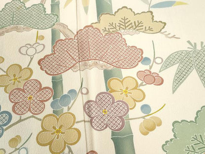 平和屋着物●訪問着　友禅　作家物　松竹梅　正絹　逸品　CABI2881yc