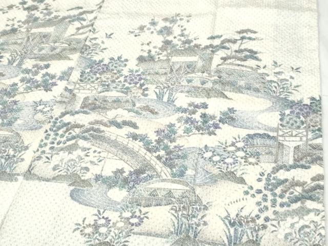 平和屋着物●訪問着　総絞り　渡り橋浜松草花文　正絹　逸品　CABI2884yc