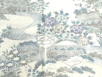 平和屋着物●訪問着　総絞り　渡り橋浜松草花文　正絹　逸品　CABI2884yc