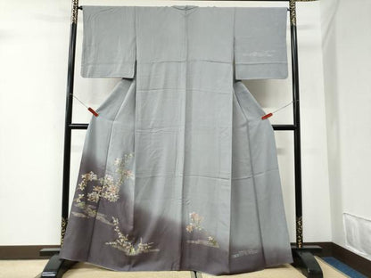平和屋着物●訪問着　枝花文　暈し染め　金彩　正絹　逸品　CABI2886yc