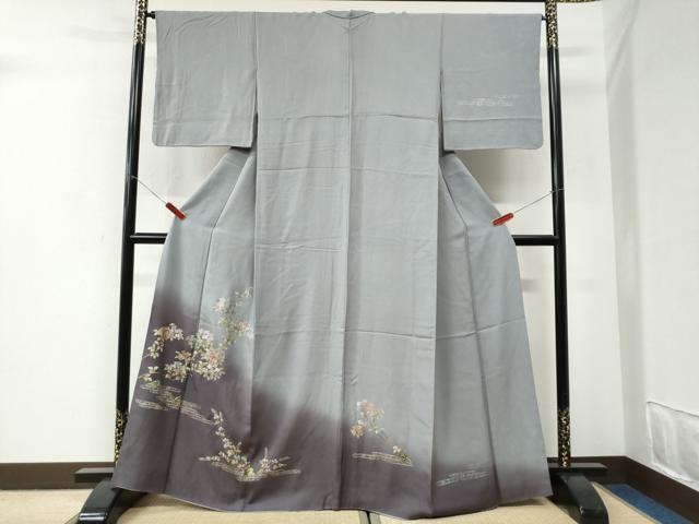平和屋着物●訪問着　枝花文　暈し染め　金彩　正絹　逸品　CABI2886yc