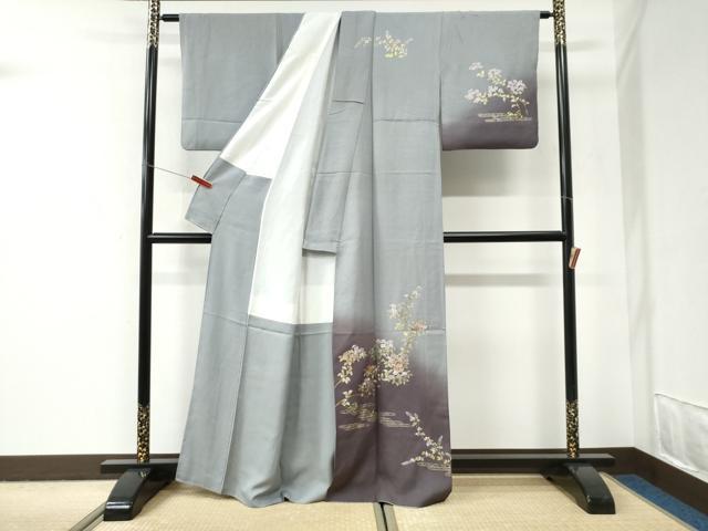 平和屋着物●訪問着　枝花文　暈し染め　金彩　正絹　逸品　CABI2886yc
