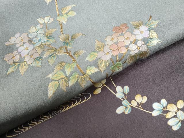 平和屋着物●訪問着　枝花文　暈し染め　金彩　正絹　逸品　CABI2886yc