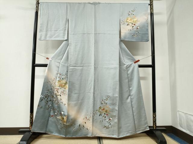 平和屋着物●訪問着　人物風景草花文　暈し染め　金彩　正絹　逸品　CABI2887yc
