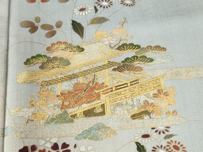 平和屋着物●訪問着　人物風景草花文　暈し染め　金彩　正絹　逸品　CABI2887yc