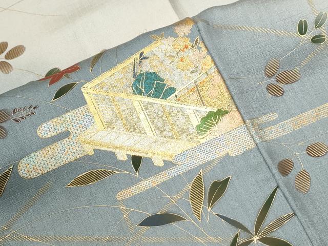 平和屋着物●訪問着　人物風景草花文　暈し染め　金彩　正絹　逸品　CABI2887yc