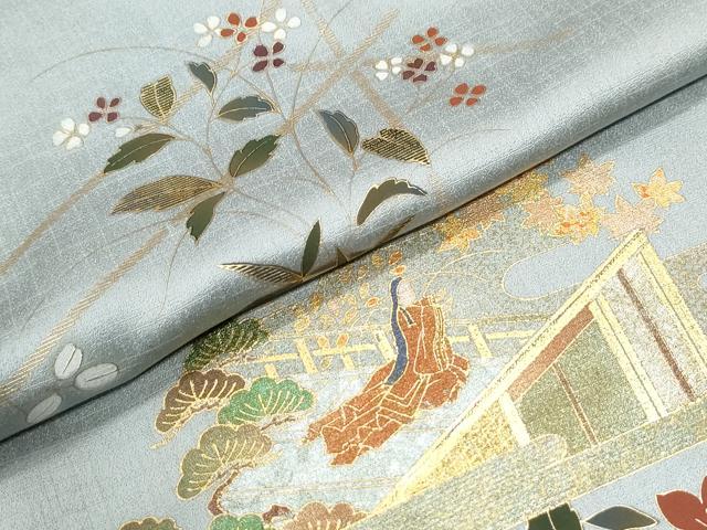 平和屋着物●訪問着　人物風景草花文　暈し染め　金彩　正絹　逸品　CABI2887yc