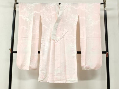 平和屋着物●振袖用長襦袢　無双仕立て　雲取り鼓牡丹花地紋　暈し染め　正絹　逸品　CABI2889yc