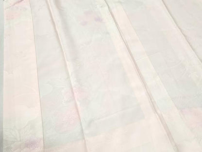 平和屋着物●振袖用長襦袢　無双仕立て　雲取り鼓牡丹花地紋　暈し染め　正絹　逸品　CABI2889yc
