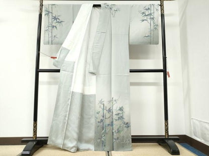 平和屋着物●二代目清次郎　手描き　訪問着　笹竹文　暈し染め　金彩　正絹　逸品　未使用　CABI2890yc