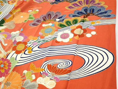 平和屋着物●豪華振袖　駒刺繍　立波鳳凰牡丹花文　金彩　正絹　逸品　CABI2894yc