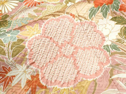 平和屋着物●豪華振袖　駒刺繍　絞り　エ霞竜田川渡り橋舞花文　金彩　正絹　逸品　CABI2895yc