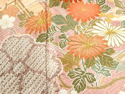 平和屋着物●豪華振袖　駒刺繍　絞り　エ霞竜田川渡り橋舞花文　金彩　正絹　逸品　CABI2895yc