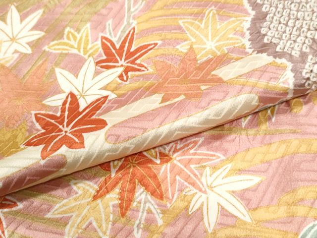 平和屋着物●豪華振袖　駒刺繍　絞り　エ霞竜田川渡り橋舞花文　金彩　正絹　逸品　CABI2895yc