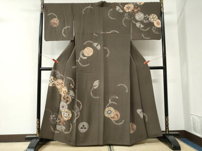 平和屋着物●訪問着　雪輪花文　金彩　正絹　逸品　CABI2896yc