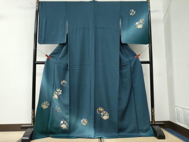 平和屋着物●訪問着　草花丸文　暈し染め　金彩　ロング丈　正絹　逸品　未使用　CABI2898yc