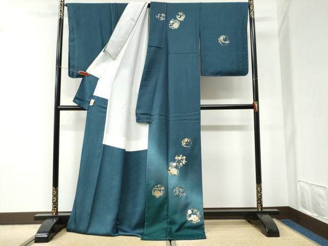 平和屋着物●訪問着　草花丸文　暈し染め　金彩　ロング丈　正絹　逸品　未使用　CABI2898yc