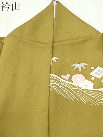 平和屋着物●訪問着　駒刺繍　飛鶴宝尽くし松竹梅花文　暈し染め　金彩　正絹　逸品　CABI2899yc