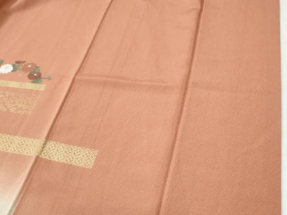 平和屋着物●訪問着　刺繍　花唐草文　暈し染め　金彩　正絹　逸品　CABI2902yc