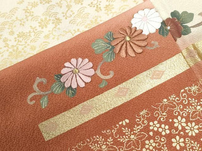 平和屋着物●訪問着　刺繍　花唐草文　暈し染め　金彩　正絹　逸品　CABI2902yc