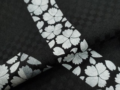 平和屋着物●東京友禅　菅有鬼一　訪問着　鬘帯舞花文　黒地　正絹　逸品　CABI2906yc