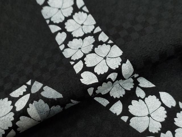 平和屋着物●東京友禅　菅有鬼一　訪問着　鬘帯舞花文　黒地　正絹　逸品　CABI2906yc