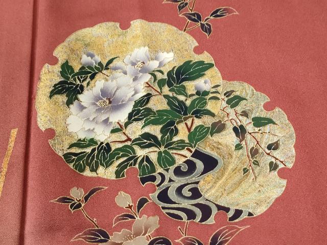 平和屋着物●訪問着　流水雪輪竹垣草花文　暈し染め　金彩　正絹　逸品　CABI2907yc