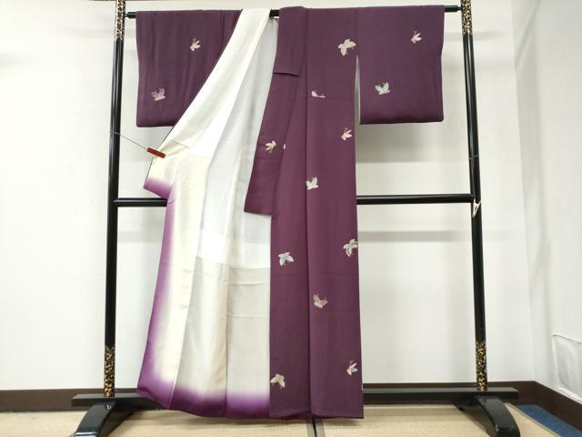 平和屋着物●上質な小紋　舞蝶文　金彩　鬼しぼ縮緬　正絹　逸品　CABI2909yc