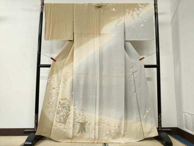 平和屋着物●本加賀友禅作家　能川光陽　訪問着　花蝶文　暈し染め　正絹　逸品　未使用　CABI2910yc