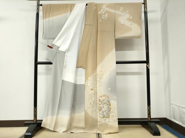 平和屋着物●本加賀友禅作家　能川光陽　訪問着　花蝶文　暈し染め　正絹　逸品　未使用　CABI2910yc