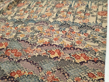 平和屋着物●訪問着　型染め　飛鶴松竹梅花文　正絹　逸品　CABI2911yc