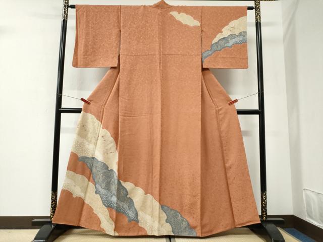 平和屋着物●訪問着　絞り　刺繍　雪輪草花文　金彩　正絹　逸品　CABI2913yc