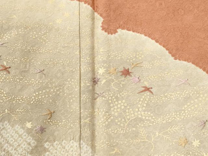 平和屋着物●訪問着　絞り　刺繍　雪輪草花文　金彩　正絹　逸品　CABI2913yc