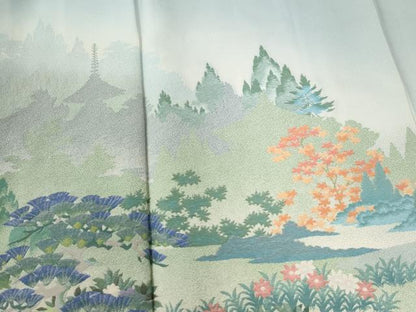 平和屋着物●豪華色留袖 寿光織 渡り橋樹林京風景文 暈し染め さが美扱い 正絹 逸品 CABI2914yc