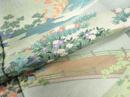 平和屋着物●豪華色留袖 寿光織 渡り橋樹林京風景文 暈し染め さが美扱い 正絹 逸品 CABI2914yc