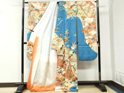 平和屋着物●豪華振袖　駒刺繍　鳳凰枝橘花唐草文　金彩　正絹　逸品　CABI2919yc