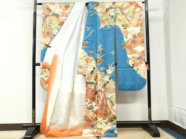 平和屋着物●豪華振袖　駒刺繍　鳳凰枝橘花唐草文　金彩　正絹　逸品　CABI2919yc