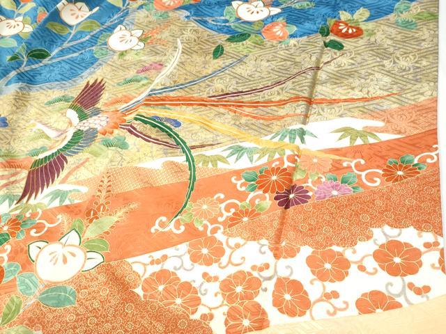 平和屋着物●豪華振袖　駒刺繍　鳳凰枝橘花唐草文　金彩　正絹　逸品　CABI2919yc